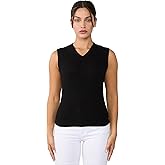 JENNIE LIU Womens 100% Cashmere V Neck Cable-Knit Sweater Vest