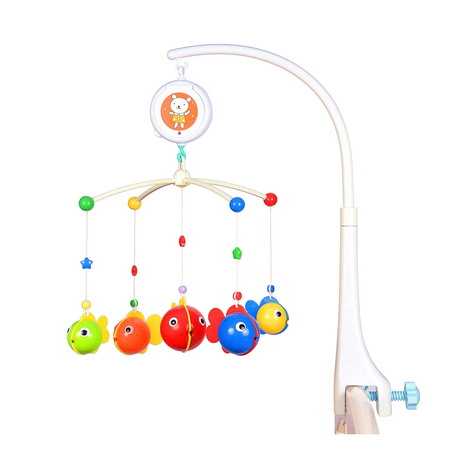 Meero London 6915 New Born Baby Cot's Mobile Musical Stroller's Activity Toy,Adjustable Arm to Fit All Cots, 12 Songs with Music Modes Suitable from Birth,0+ Months