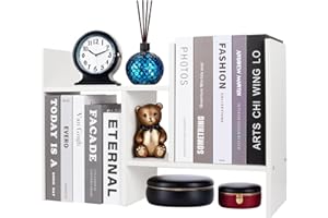 ShellKingdom Desk Shelf Organizer, H-Shaped Desktop Shelves, Adjustable Desktop Corner Shelf, Bookshelf Storage Rack and Cubicle Decor for Desk, Tabletop, School, Office, Dorm Desk Organizer - White