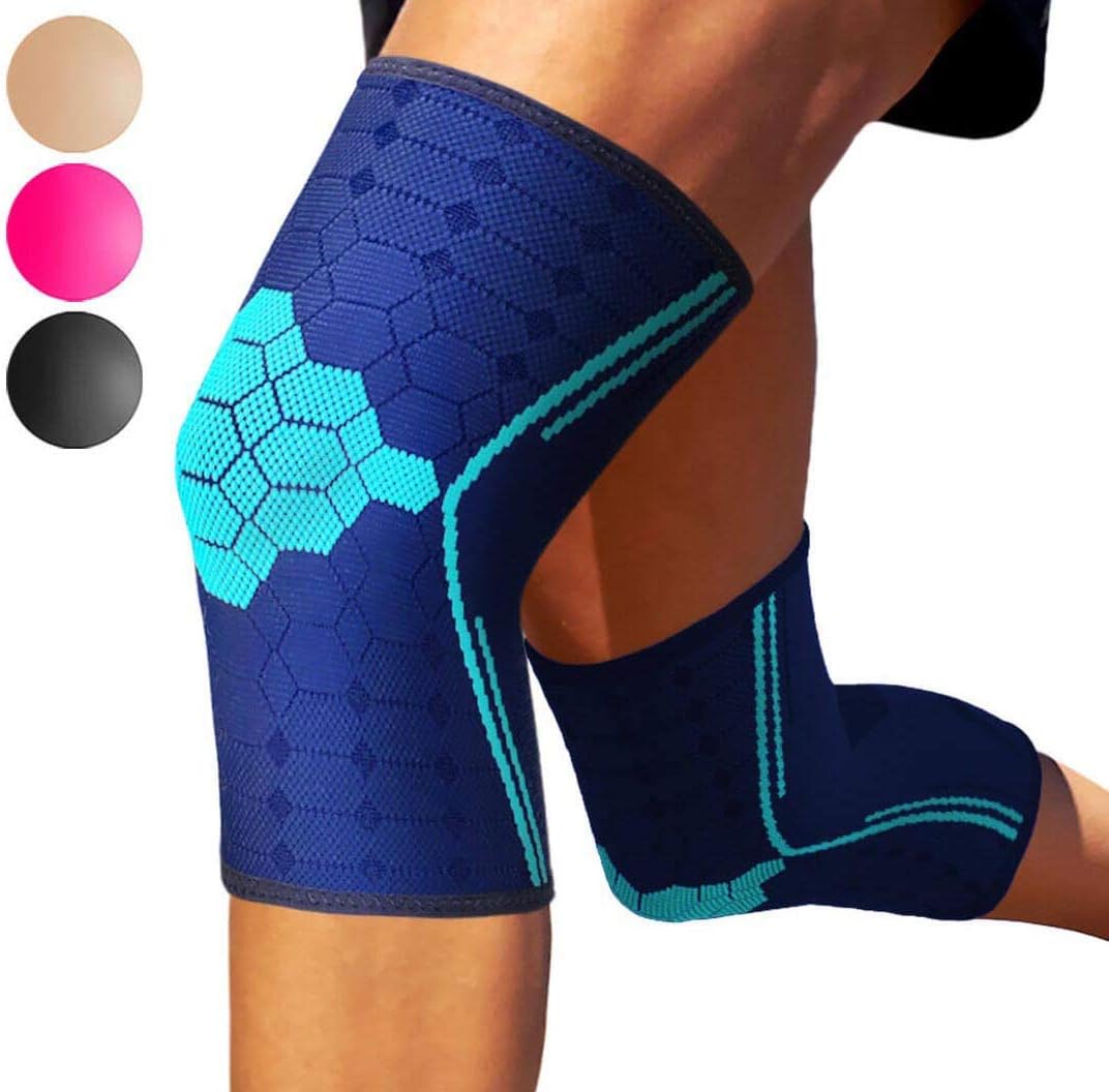 Sparthos Knee Compression Sleeves by (Pair) โ Joint Protection and Support for Running, Sports, Knee Pain Relief โ Knee Brace for Men and Women โ Innovative Breathable Elastic Blend โ Anti Slip