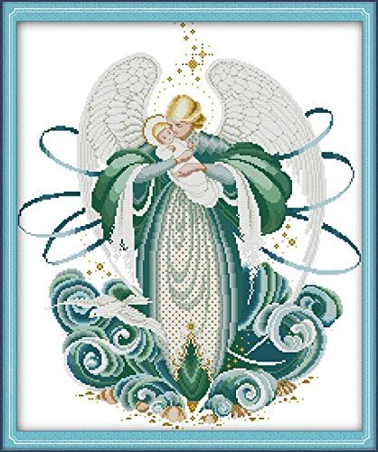 Happy Forever Cross Stitch, figure, Angel mother and son