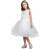 ABAO SISTER Flower Girl Dress Lace Tulle Communion Party Sleeveless Bow Dresses 2-13 Years Old
