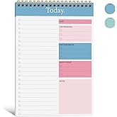 KMQOY To Do List Notepad - Daily Planner Pad Undated 52 Sheets Spiral Today Planner Note Pad Premium Thick Paper 6.5" x 9.8" For Work and Personal Organized - Pink & Blue