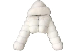 lcziwo Women Cropped Faux Fur Jacket Zip up Hooded Coats Furry Teddy Parka Warm Short Overcoat Winter Fashion
