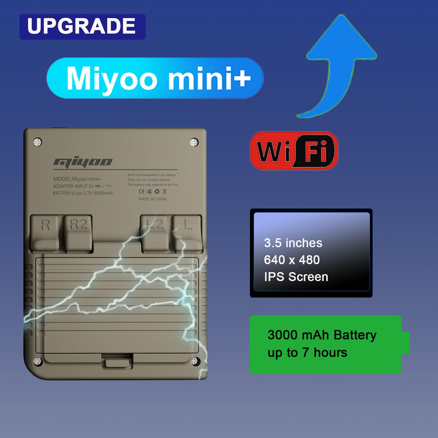 Miyoo Mini Plus Handheld Game Console 3.5 inch Classic System Retro Video Games Consoles Portable Rechargeable Hand Held 64G with Case (Gray)