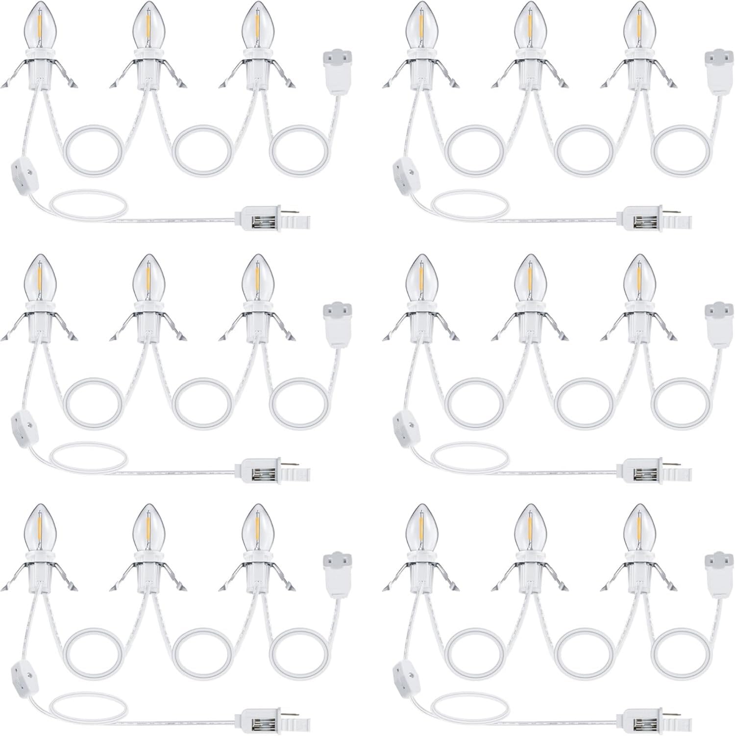 Photo 1 of Meonum 8 Pack Christmas Village Light Cords with 24 C7 LED Bulbs and Outlet, Each 8.2 ft Blow Mold Light Cords for Christmas Village Accessories Holiday Tree Decor and Craft Projects