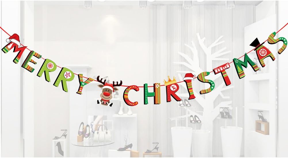 Bello Luna MERRY CHRISTMAS Christmas Decoration Banner Paper Banner Flags for Christmas Party