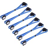 eBoot 6 Pack 18 Inch SATA III 6.0 Gbps Cable with Locking Latch and 90-Degree Plug, Blue