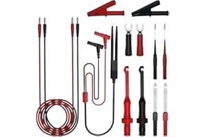 CZJZDZ 13pcs 4mm Banana PlugTest Leads Kit Digital Electrical Test Probes Set Fully Insulated Alligator Clips Test Tweezer Wire-Piercing Back Probe Pin 0079