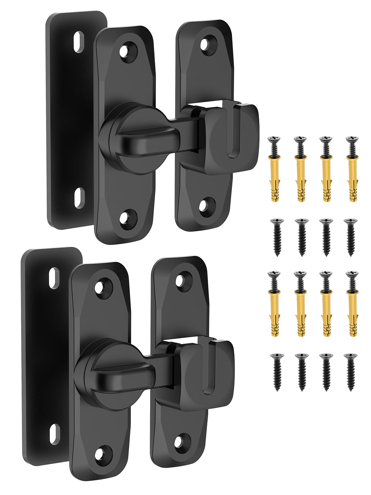 90/180 Degree Flip Barn Door Lock, Protect Privacy - Security Door Latch, Small Gate Latches Hardware for Barn, Garden, Bathroom, Cabinet, Window, Sliding Door (Black-2PCS) — image 1