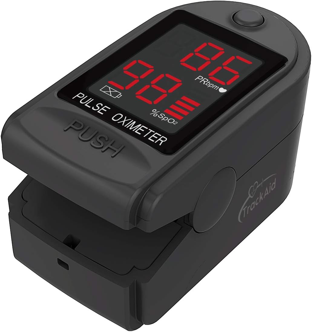 TrackAid Pulse Oximeter Portable Finger Oxygen Saturation and Pulse Rate Monitor