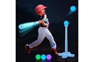 Leshein LED Tball Set for Toddlers 3-5, 5-8, Light up Tee Ball Set for Toddlers, Glow in The Dark T Ball Set for Kids 3-5, Kids Outdoor Toys Baseball Toys Gifts for Boys Girls (Blue)