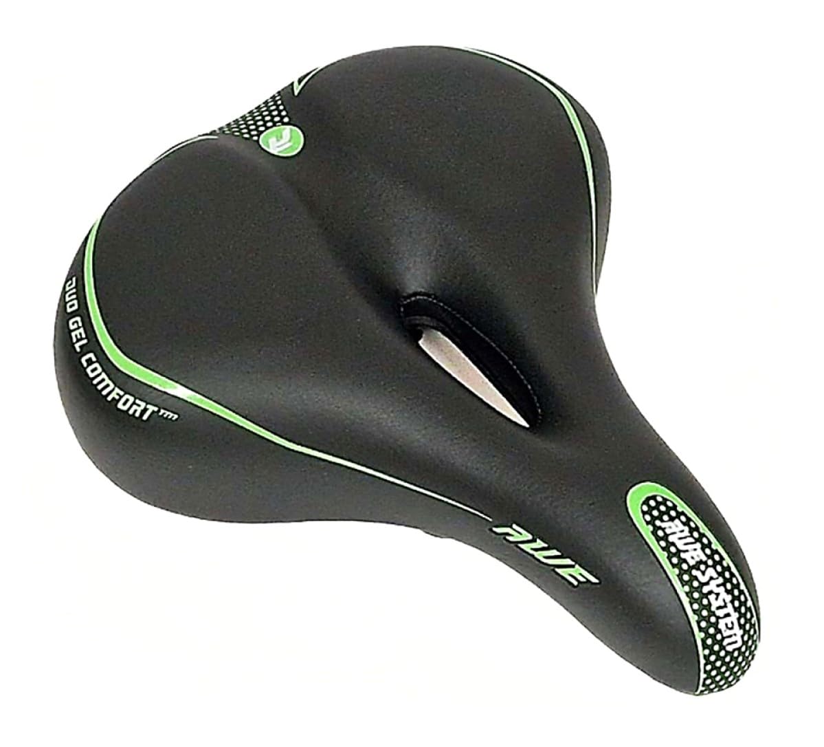 AWE® Adult Ladies EXTREME COMFORT GEL Bike/E-Bike/City Bicycle Saddle Green, Black Large