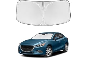 ZOIBV for Mazda 3 2014-2018 Windshield Sun Shade - 4 Layers Car Sunshades for Front Windows Shade Cover Custom Fit Mazda 3 Sun Visor 240T Retractable Shade Blocks UV Rays Car Accessories