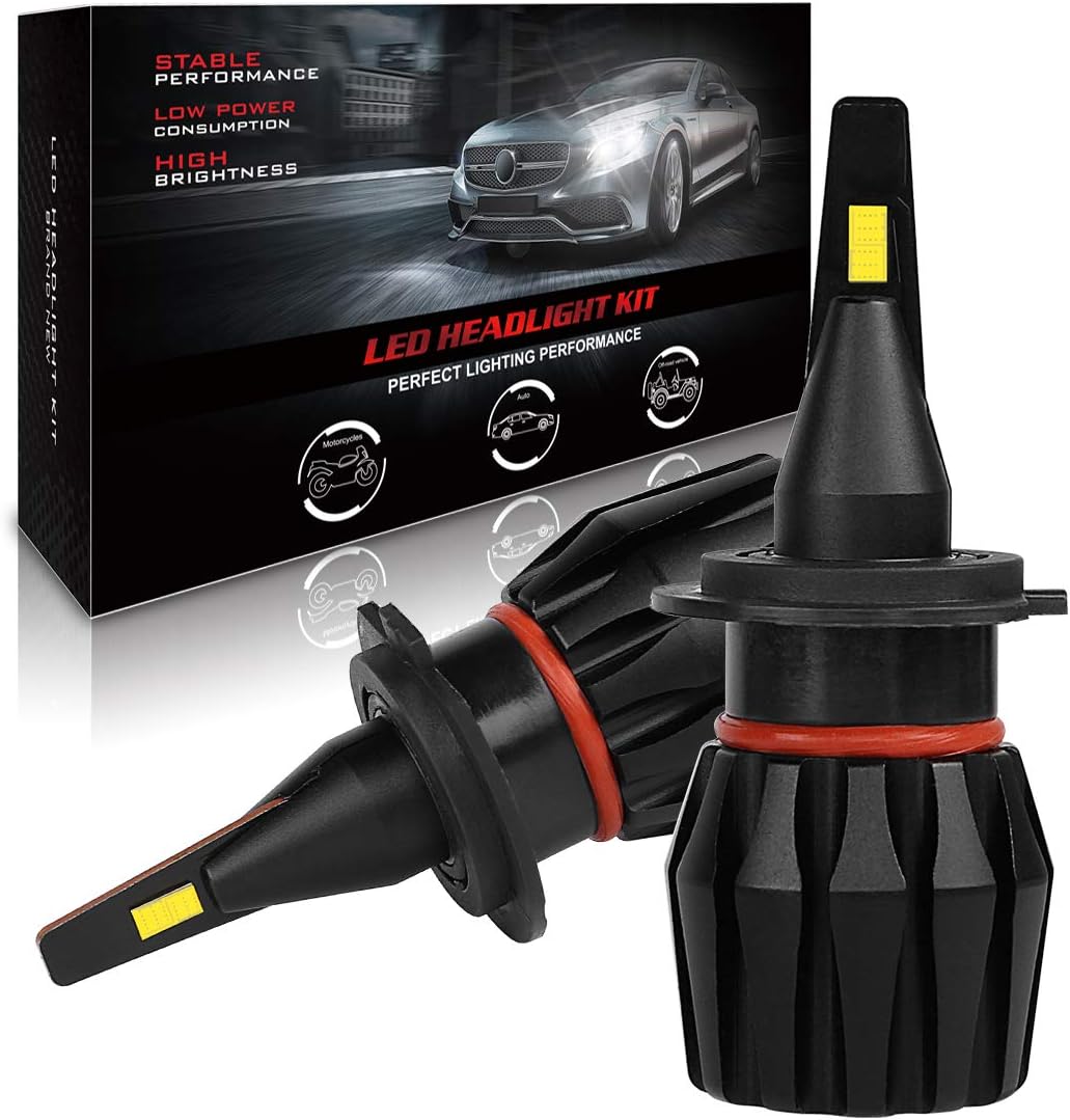 LED Headlight Bulbs,AutoFeel H7 Super Bright Car Bulbs Fanless 4000LM IP65 6500K White Light High/Low Beams Waterproof Fog Lights All-in-One Conversion Kit -1 Year Warranty