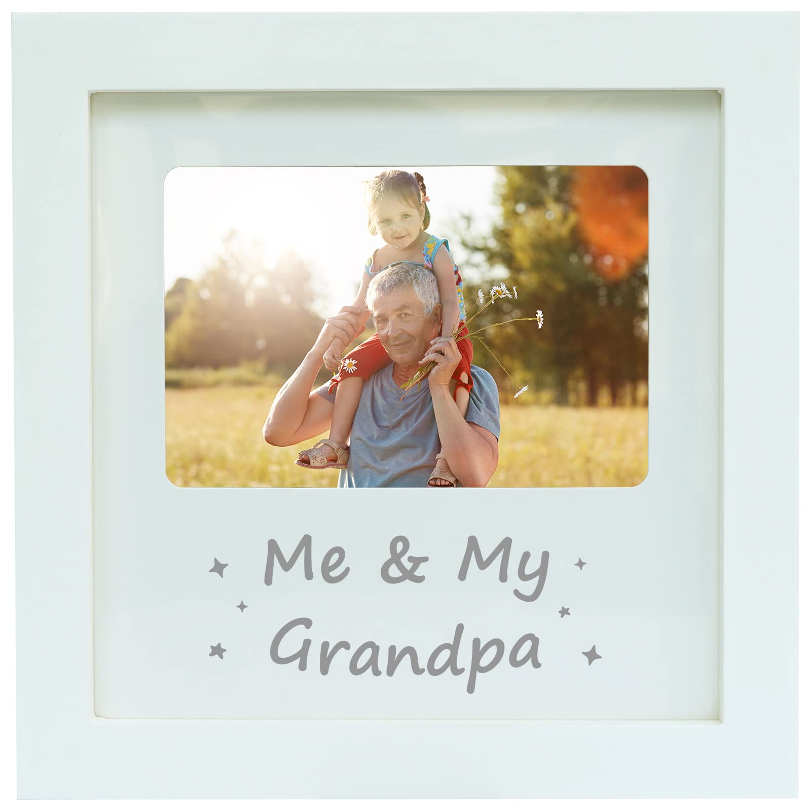 HAMUIERS HAMUIERS Me and My Grandpa Picture Frame, Grandpa Baby Keepsake Photo Frame, White, 8.26