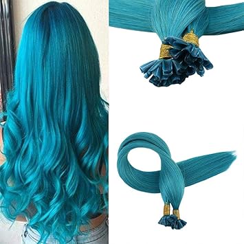 Amazon Com Easyouth 18 Natural Hair Extensions U Tip Color Teal