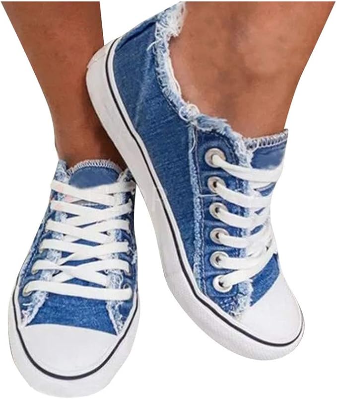 Canvas Shoes for Women Slip Ons Wide Width,Women's Casual Round Toe Sport Shoes Hollow Walking