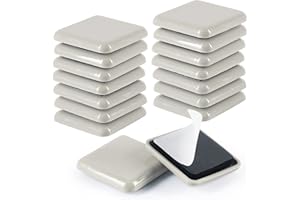 GINOYA Stick Furniture Sliders, 16pcs Square Furniture Glides for Easy Moving on Carpet Hardwood (Beige)