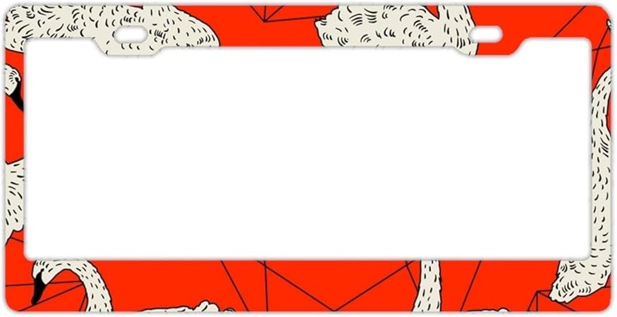 Amazon Yex 抽象画 白鳥 赤 ナンバープレートフレーム 車 タグフレーム 自動車用ナンバープレートホルダー 12インチ X 6インチ ナンバーカバー ホルダー 車 バイク