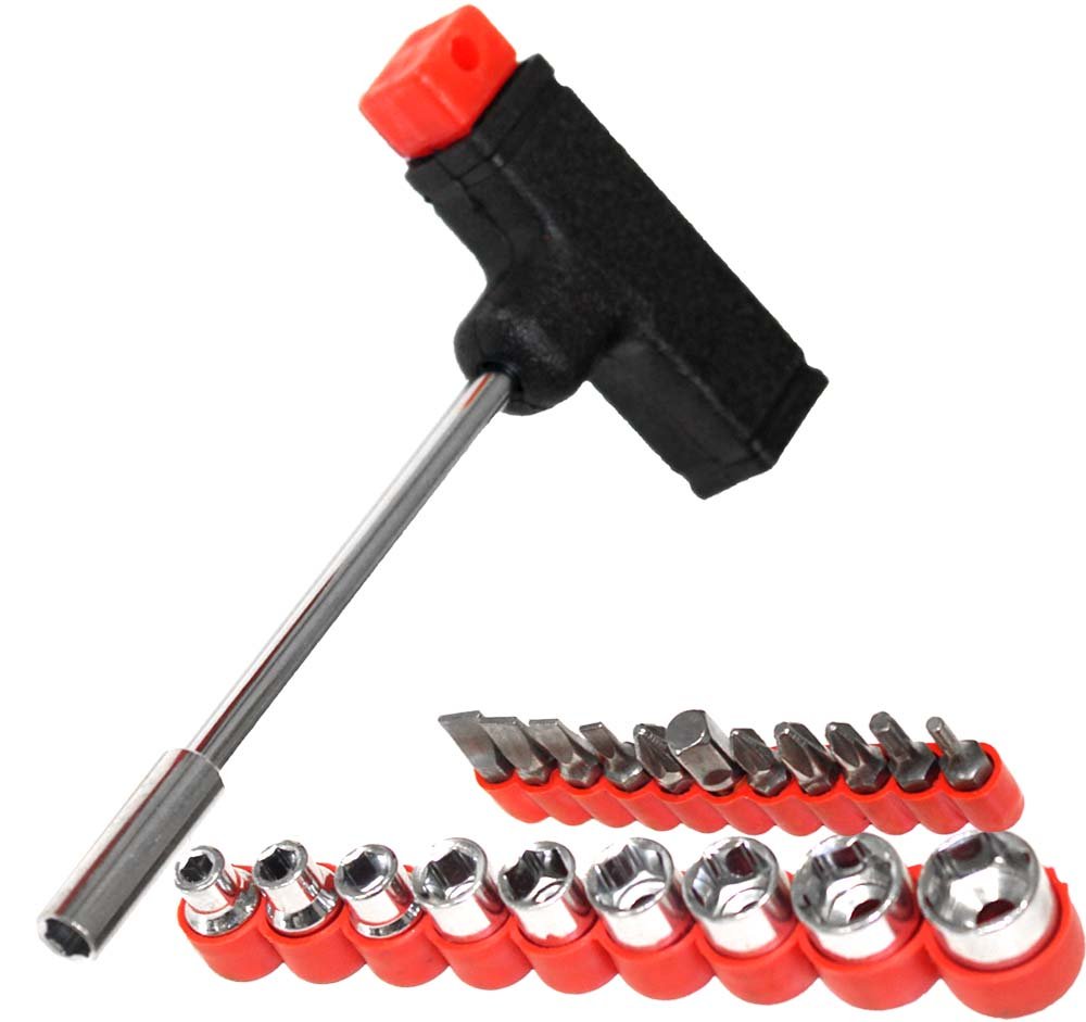 22Piece TShaped Handle Socket Set with 11 Bits & 9 Sockets Amazon.co