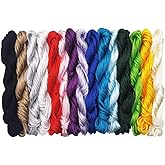 INSPIRELLE 2.5mm 15 Colors Satin Cord Rattail Silk Cord Chinese Knot Thread for Jewelry Making, 10 Yards Each Color