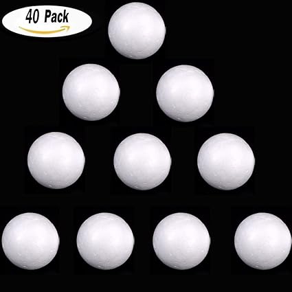Bestim Incuk 40 Pack 40mm White Styrofoam Balls Polystyrene Foam