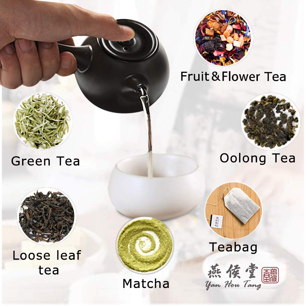 Yan Hou Tang White Elegant Japanese style Ceramics Glass Solo tea pot infuser and 2 cups set round the side of the handle Loose Leaf for Drink