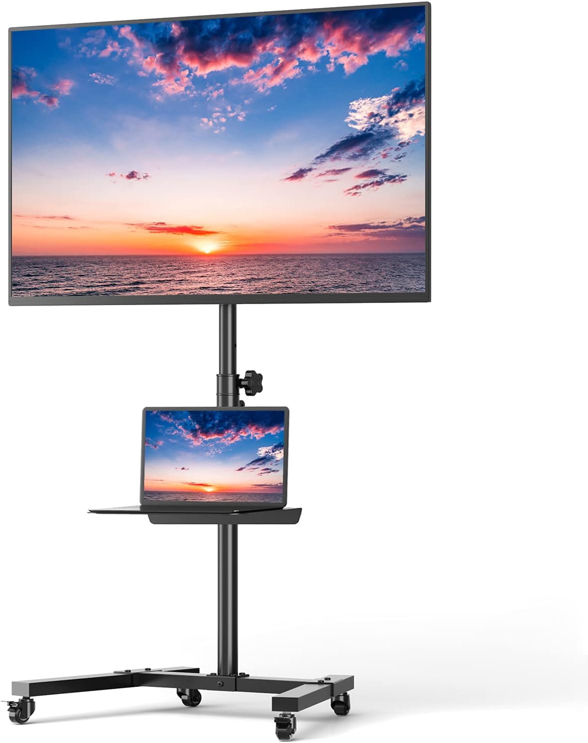 5Rcom Mobile TV Cart Rolling TV Floor Stand with Locking Wheels and Tilt Mount for Most 23-55 Inch Plasma LCD LED Flat Screen or Curved TVs Monitors Display Trolley Stand with Laptop Shelf/Tray : Office Products