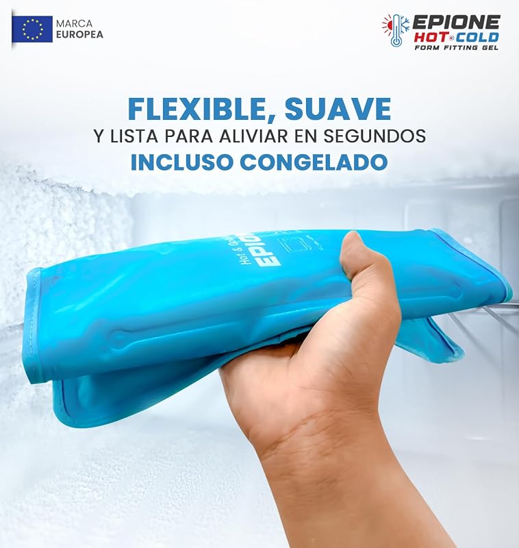 Saco de gel térmico e frio EPIONE com tiras | Compressa Grande para Ombros, Joelhoeira, Cotovelos, Ancas e Costas | Terapia para Lesões, Entorses, Inchaço e Dores Musculares (27 x 37 cm)