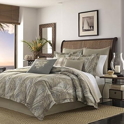 Amazon Com 4 Piece Classic Raffia Palm Comforter Set Queen