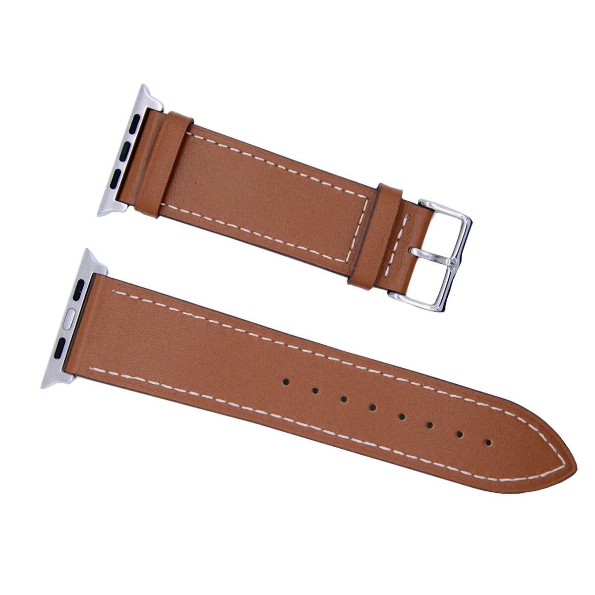 For Apple Watch Band 38mm,OMO Genuine Leather Iwatch Band Replacement Strap with Buckle Adapters for Apple Watch Series 3 Series 2 Series 1 Sport Edition 38mm Brown