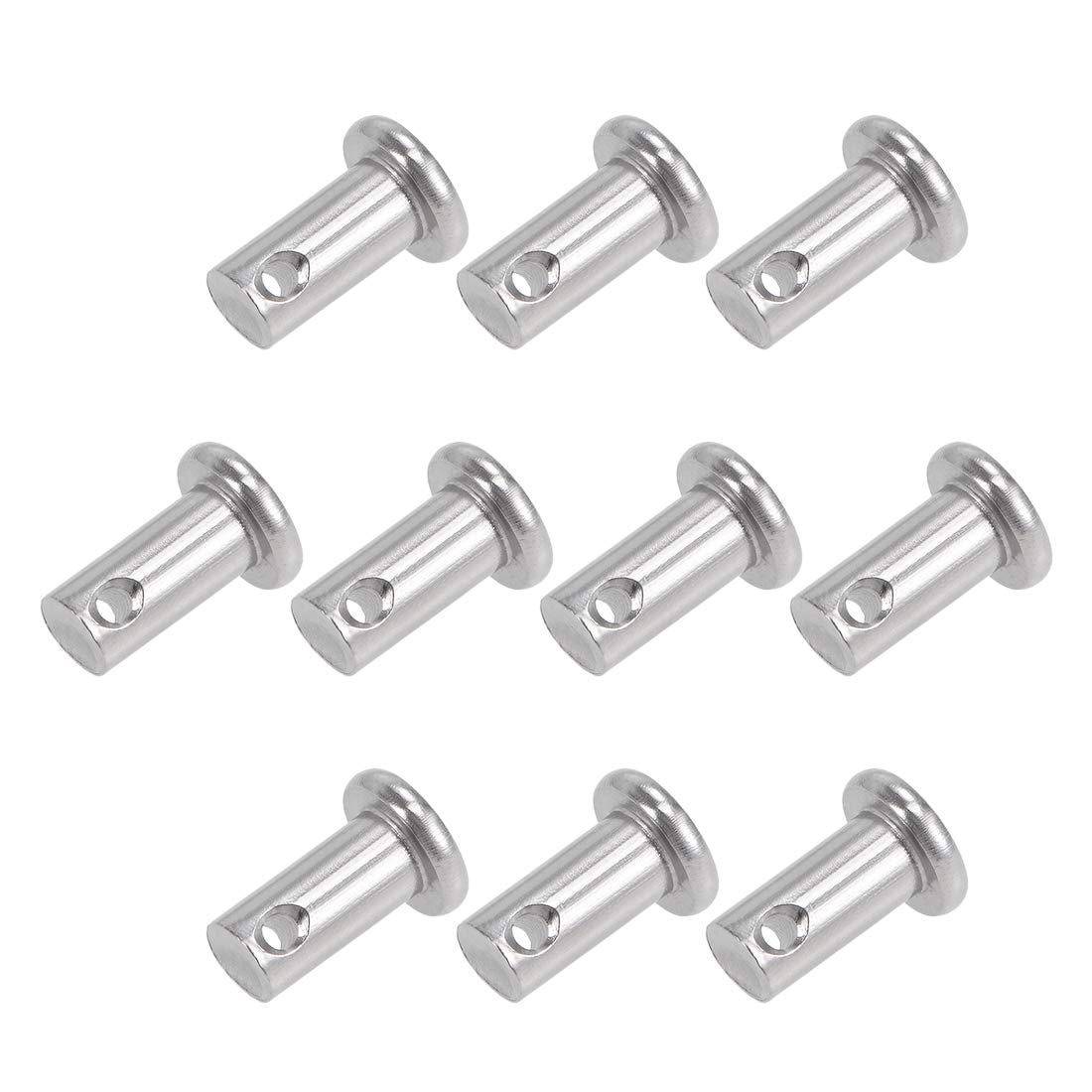 sourcing map Single Hole Clevis Pins - 6mm X 12mm Flat Head 304 Stainless Steel Link Hinge Pin 10Pcs