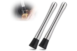 Stainless Steel Cocktail Muddler for Bar, Citrus, Berries, 8in, Essential Bar Supplies, Party Accessories, 2 Pack