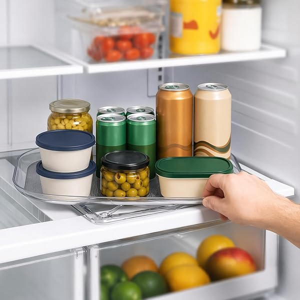 OIZEIR REFRIGERATOR LAZY SUSAN TURNTABLE – CLEAR RECTANGULAR...