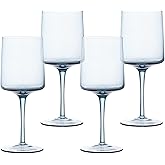 Navaris Blue Square Wine Glasses (Set of 4) - Colored Wine Glasses with Stems - Colored Glassware with Stem for Serving Wine, Cocktails, Beer, Dessert