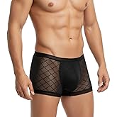 YINYOUYU Mens Sexy Ice Silk Underwear See Through Boxers Super Thin Sheer Trunk Bulge Pouch Boxer Briefs