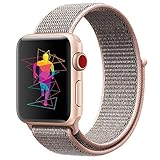 INTENY Sport Band Compatible for Apple Watch 42mm, Breathable Nylon Sport Loop, Strap Compatible for iWatch Series 3, Series 2, Series 1 (Pinksand, 42mm)