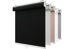 SHADEMOON 100% Blackout Cordless Roller Indoor Shades for Windows,Pull Down Room Darkening Spring System Blind,Thermal Insula