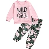 Fernvia Toddler Girls Clothes 2T 3T 4T 5T Fall Outfits Baby Pullover Sweatshirt & Camouflage Pants Set Kids Winter Sweatsuit