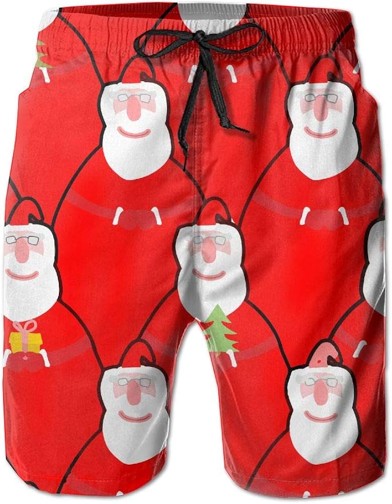 Shadidi Men's Summer Christmas Santa Claus QuickDry Running Swim