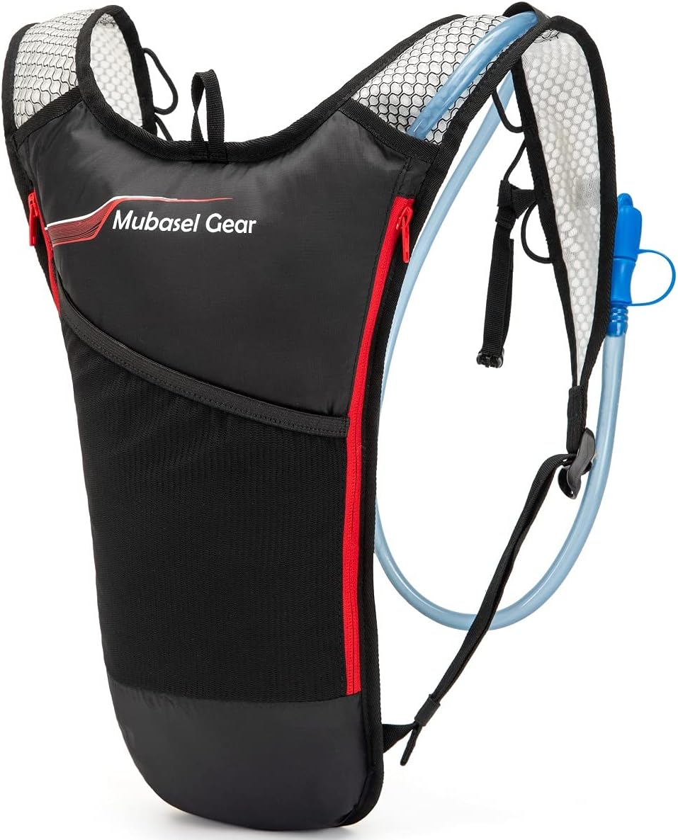 Mubasel Gear Hydration Backpack Pack with 2L BPA Free Bladder - Lightweight Pack Keeps Liquid Cool Up to 4 Hours- Outdoor Sports Gear for Running Hiking Cycling Skiing : Sports & Outdoors