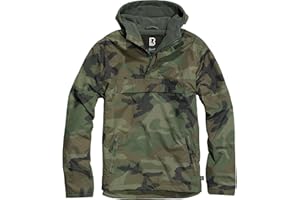 Brandit Individual Wear Men's Fleece-Lined Quarter Zip Windbreaker Pullover - Lightweight Weatherproof Casual Outdoor Jacket