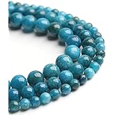 Filluck Natural Stone Beads Blue Apatite 8mm Polished Round Smooth Gemstone Beads for Jewelry Making 15 Inch(Blue Apatite,8mm)