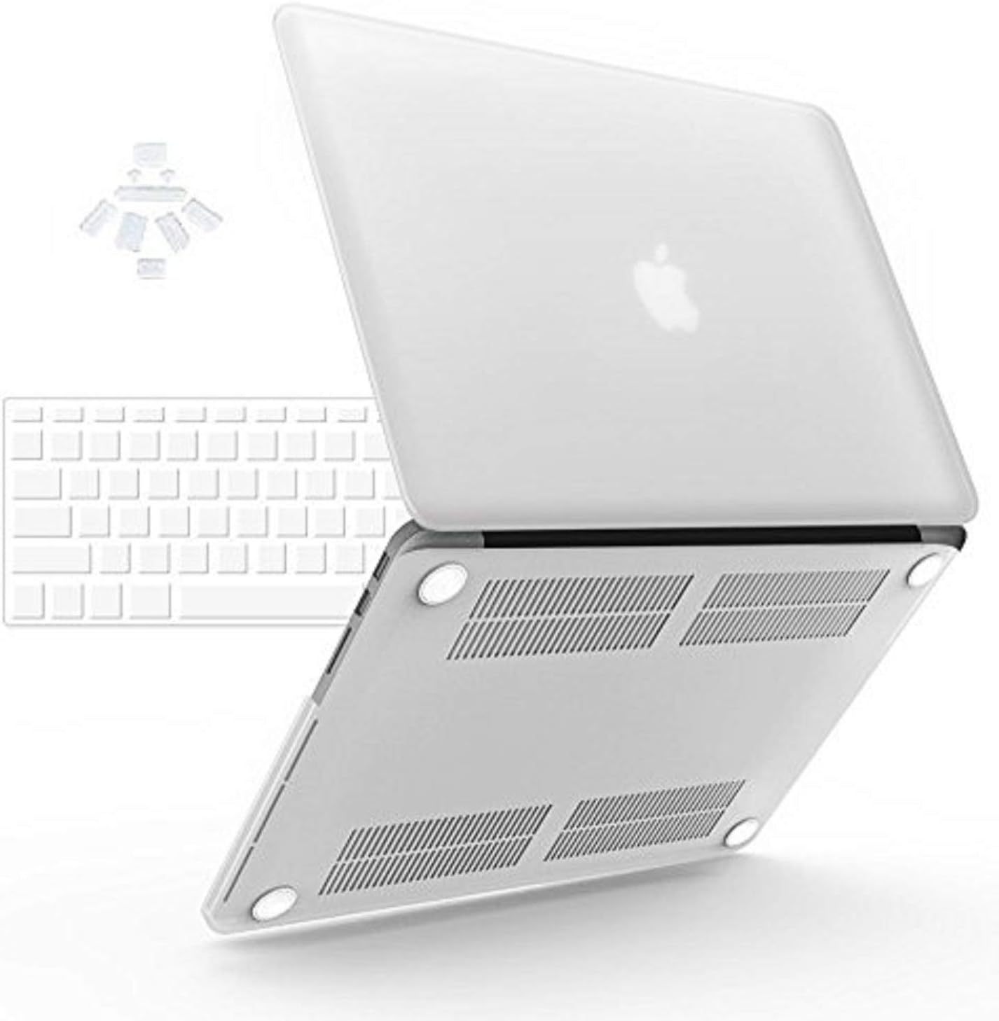 midkart Matte Smoke Frost White Hard Shell Rubberized Finish Case Cover with Logo Cut, Silicon Keyboard & Dust Plugs for MacBook Air 13.3 Inches Model A1369/A1466
