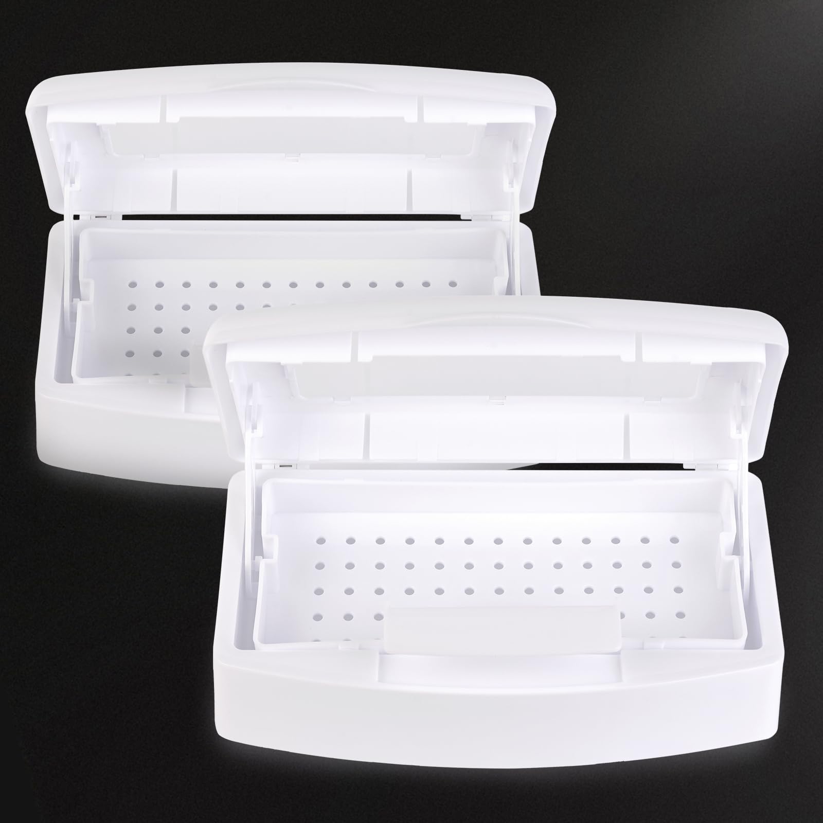 KADS 2Pcs Nail Tool Sterilizers Plastic Sterilizing Tray,Clean Sterilizer Box Storage Organizer for Nail,Tweezers,Hair Salon,Spa & Cutter Manicure Equipment-Nail Art Tool