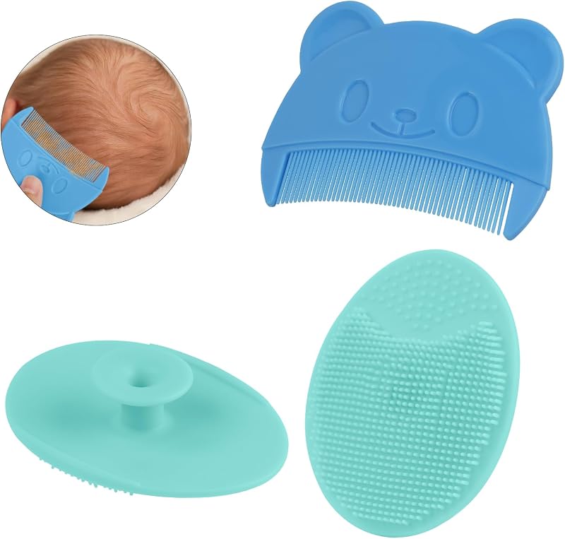 Aolso Baby Hair Brush and Comb Set Blue 2 Pcs for Newborns Toddlers