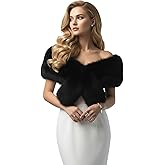 Laexepelle Long Women's Faux Fur Collar Scarf Wrap, Cold Winter Warm Stole Scarf Shawl Shrug Neck Warmer Wrap