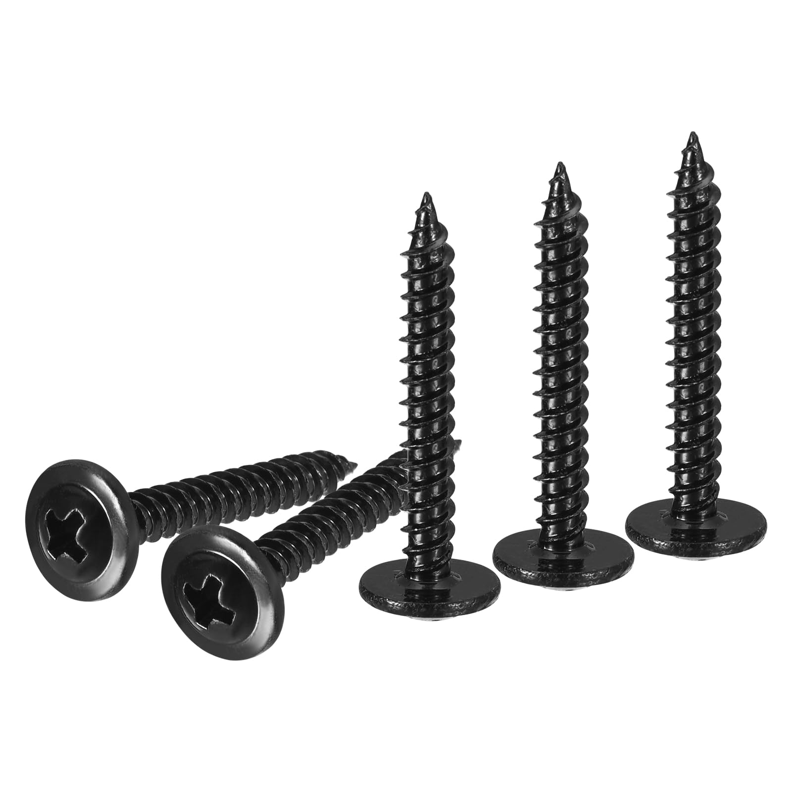 DTGN #8x1-1/4 Sheet Metal Screws - 200 Pack - for Wood, Furniture - Carbon Steel Phillips Modified Truss Head Self Tapping Pointed Tail Wood Screws - Black — image 1