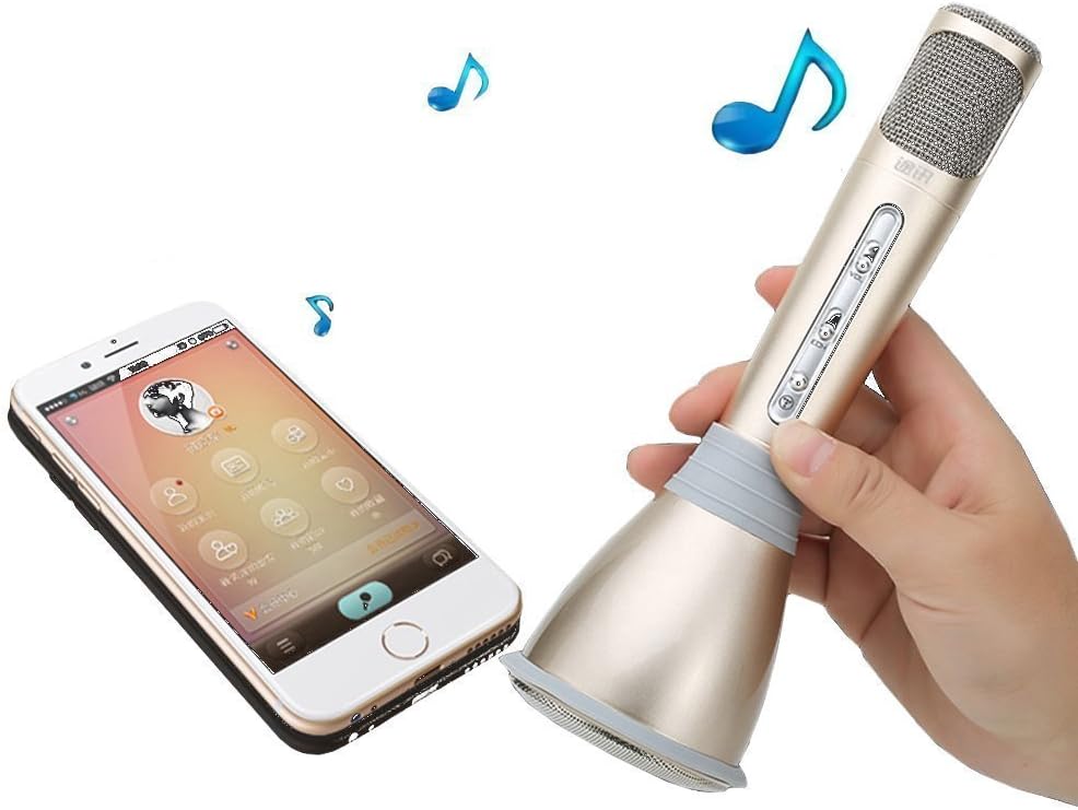 ASX Bluetooth Wireless Microphone AND Speaker - Live Streaming & Recording - Universally Compatible Karaoke Singing Mic w/ All Apps - Wireless Speaker - iOS/Android - Various Effects - Case included